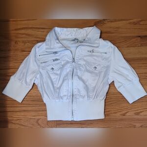 Vintage  White Utility Cargo Cropped Jacket- Size: MEDIUM- NWOT!!